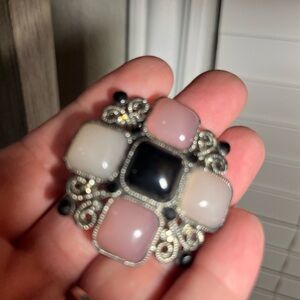 Elegant Silver and Black Brooch/pendent